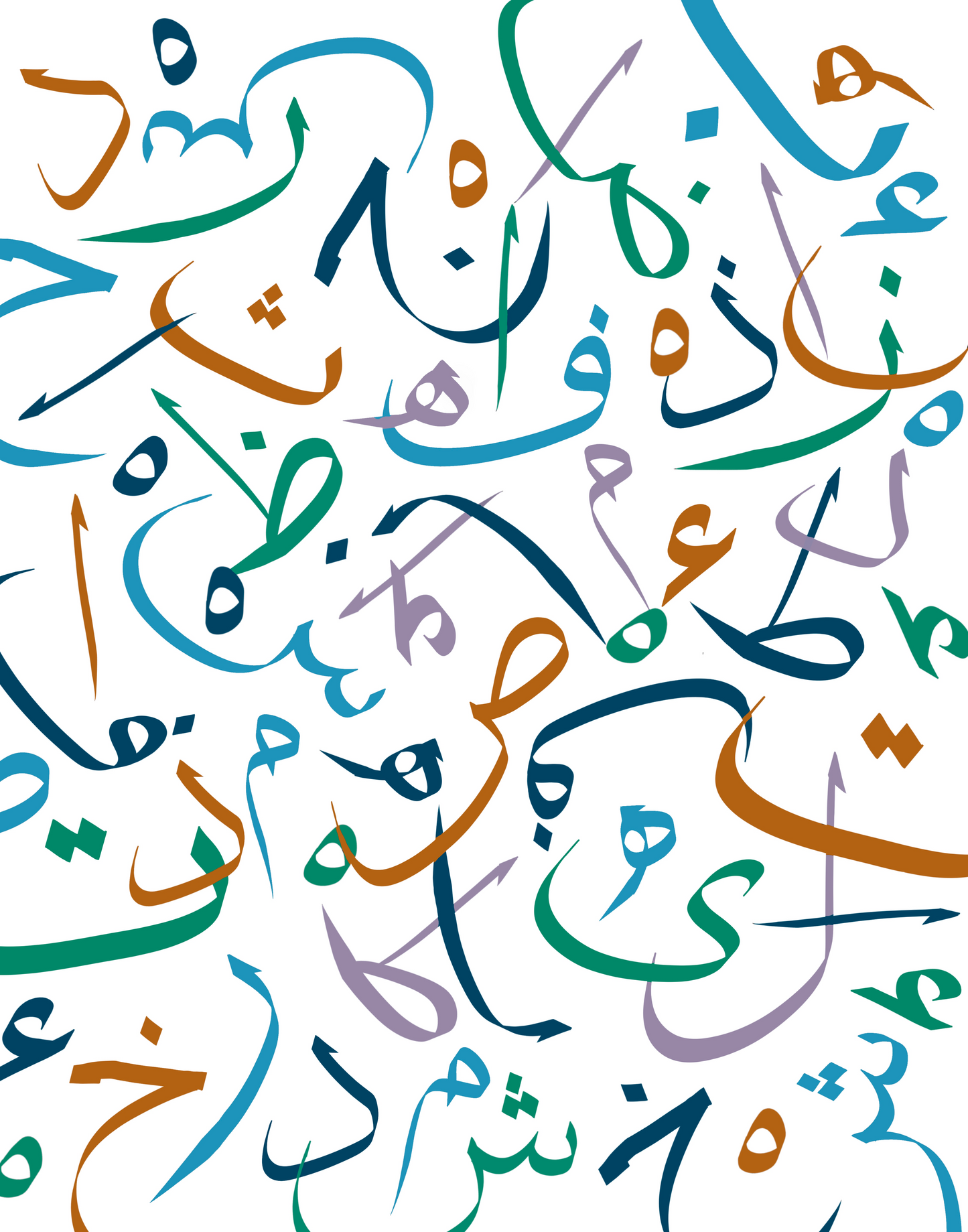 Abstract Arabic Letters Black